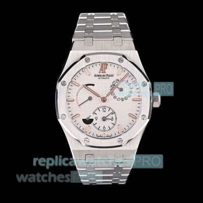 BLS Swiss Copy Audemars Piguet Royal Oak Dual Time White Dial Stainless Steel Watch 